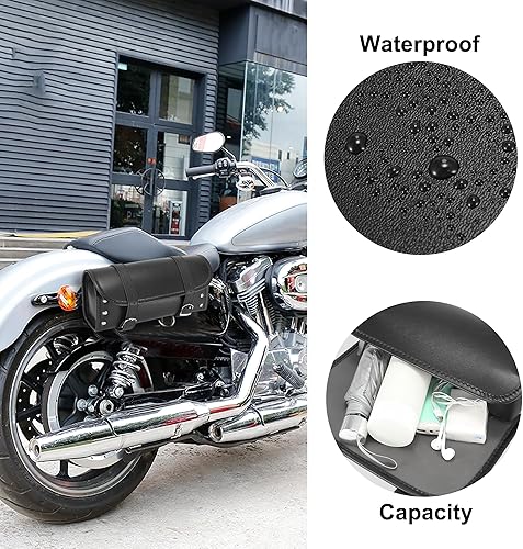 Miniatura 4 de Motoforti Bolsa universal de herramientas para manillar de motocicleta, Ciclismo, horquilla, bolsa de viaje, impermeable, piel sintética, color