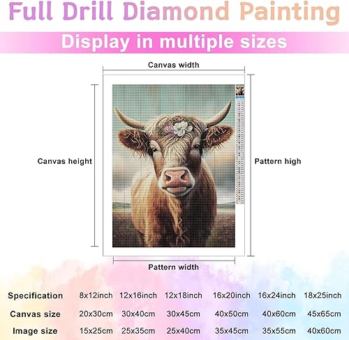 Miniatura 3 de Kit de pintura de diamantes para adultos, arte de vaca de granja, pintura de piedras preciosas de diamantes para principiantes, kit de pintura de