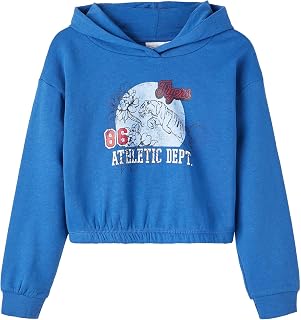 Bestseller A/S Girl's Nkfviala Ls Boxy Sweat Wh Bru N Shorts Sweatshirt