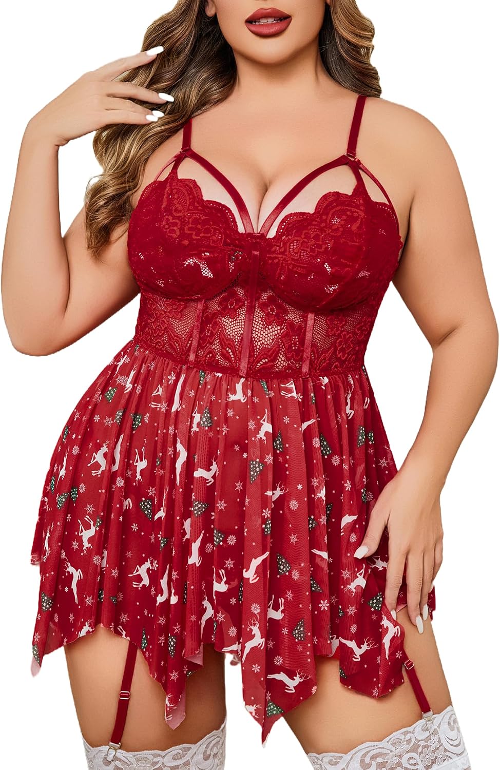 Avidlove Plus Size Lingerie Mesh Lace Lingerie Top Babydoll Lingerie Exotic Nightgowns