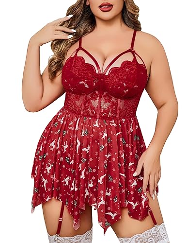 Avidlove Plus Size Lingerie Mesh Lace Lingerie Top Babydoll Lingerie Exotic Nightgowns