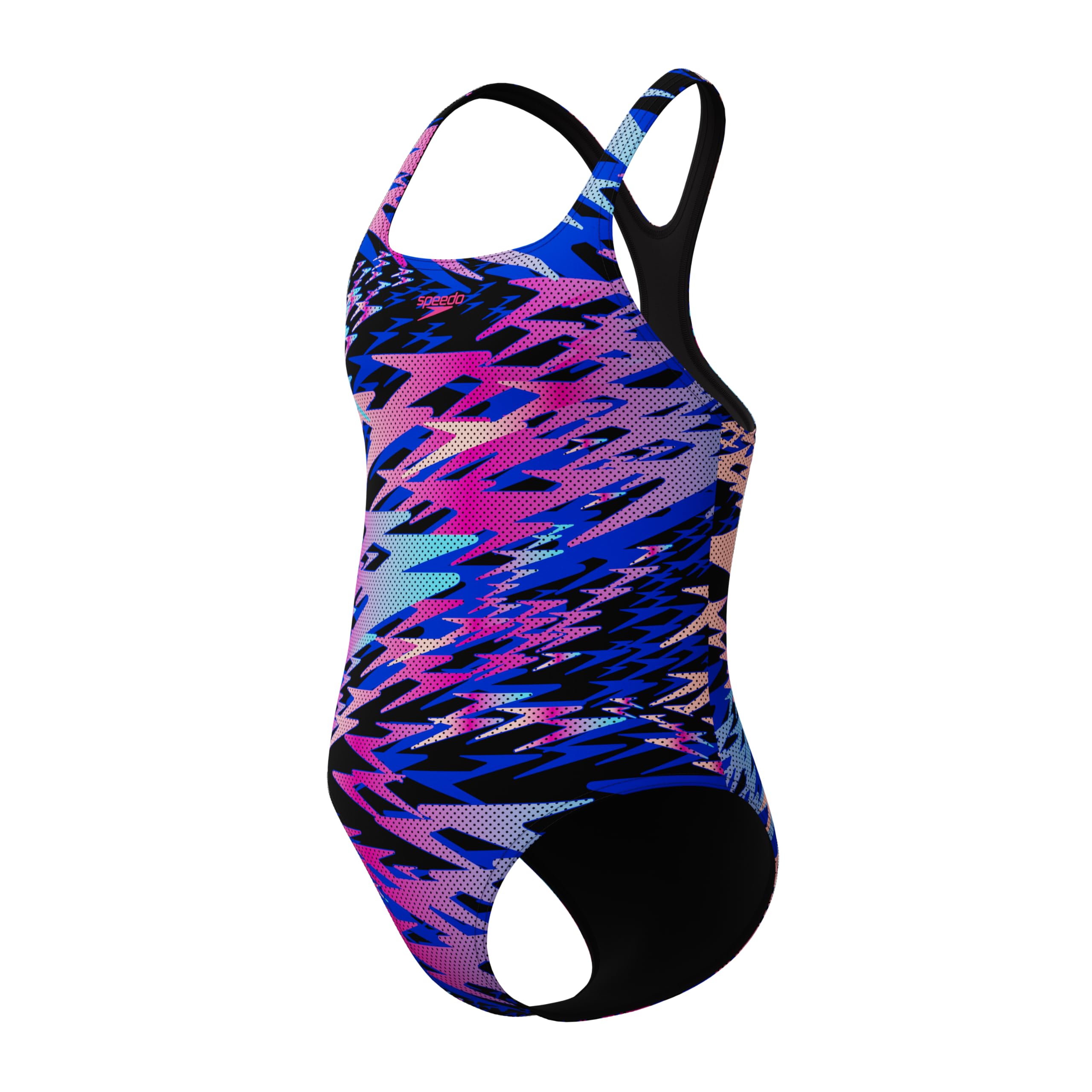 Speedo Girl's Hyperboom Print Medalist One Piece Swimsuit, Black, 16