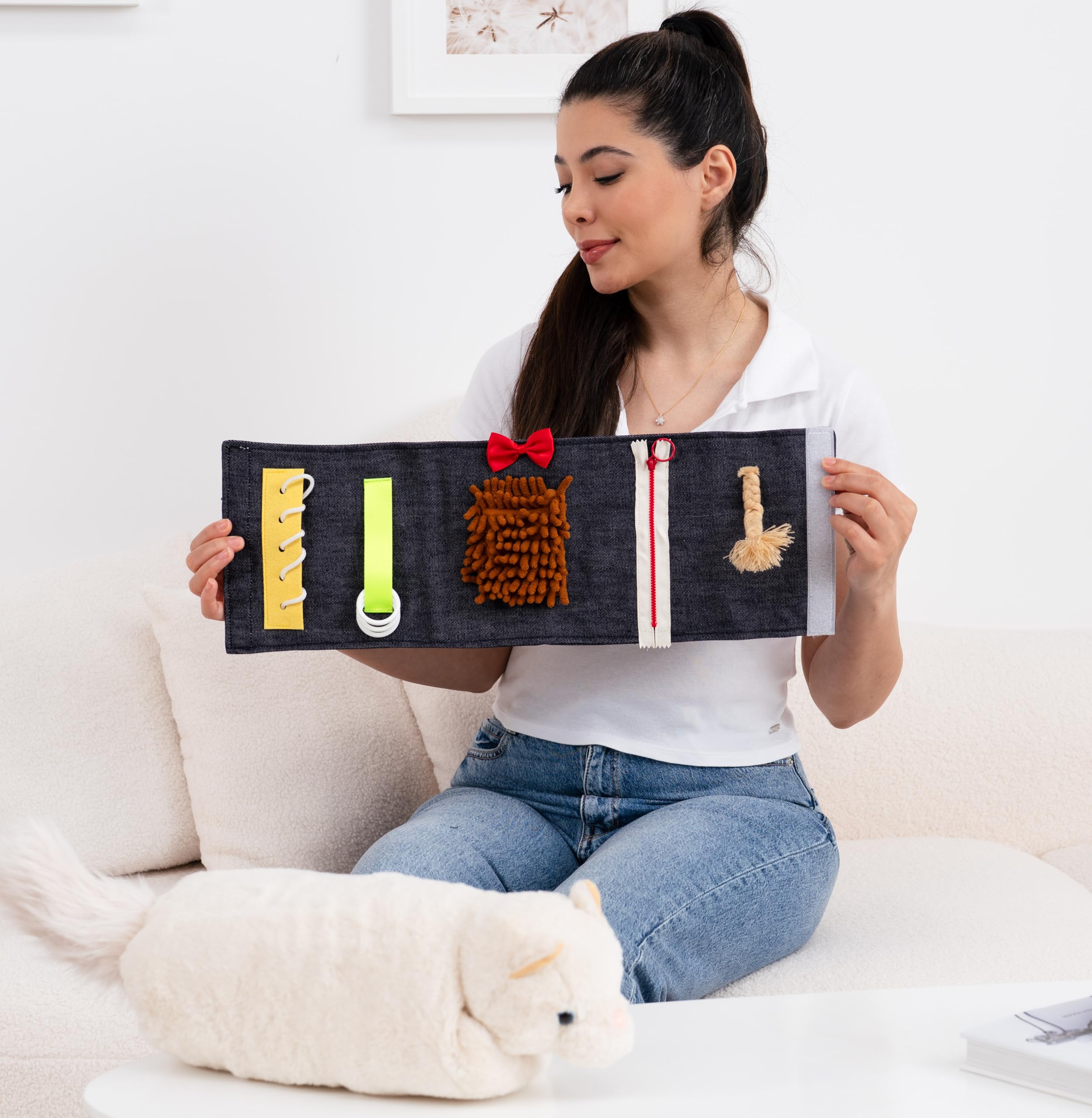 Celley Manchon Fidget apaisant en forme de chat pour les seniors atteints de démence