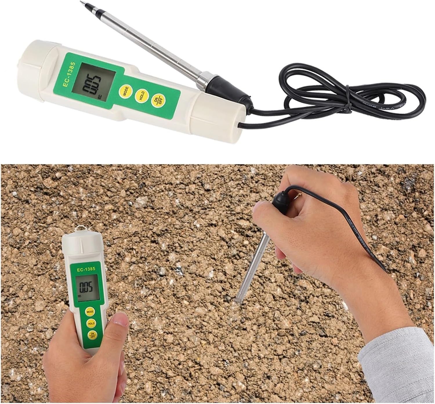 3 in 1 土壌水分計 農業用土壌pHメーター 土壌温度計 検出器 ガーデン用 | 土壌計 | 土壌 ph測定器、 3 in 1 EC-3185 土壌計 EC/TDS/CF 土壌テスター デジタルガーデン植物土壌温度導電率テスタ