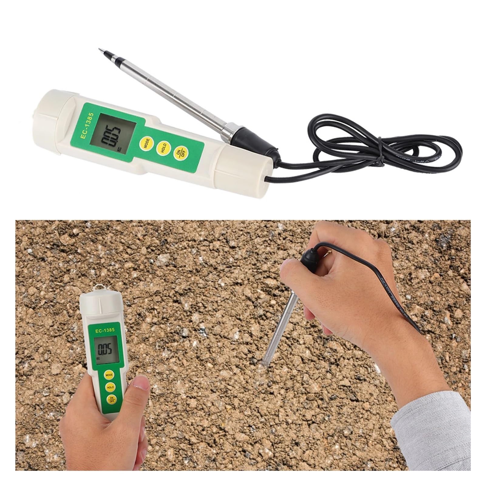 Testeur de conductivité EC-3185, testeur Portable conductivité/Concentration du Sol, salinité, for sols agricoles, horticoles et Plantation Jardinage, Agriculture