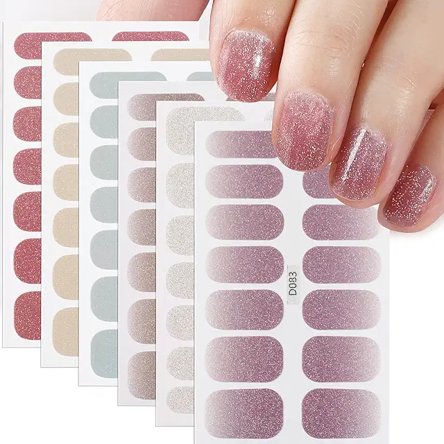 Selbstklebende Glitzer Nagelfolien - 84 Stück in 6 Stilen für perfekte Maniküre