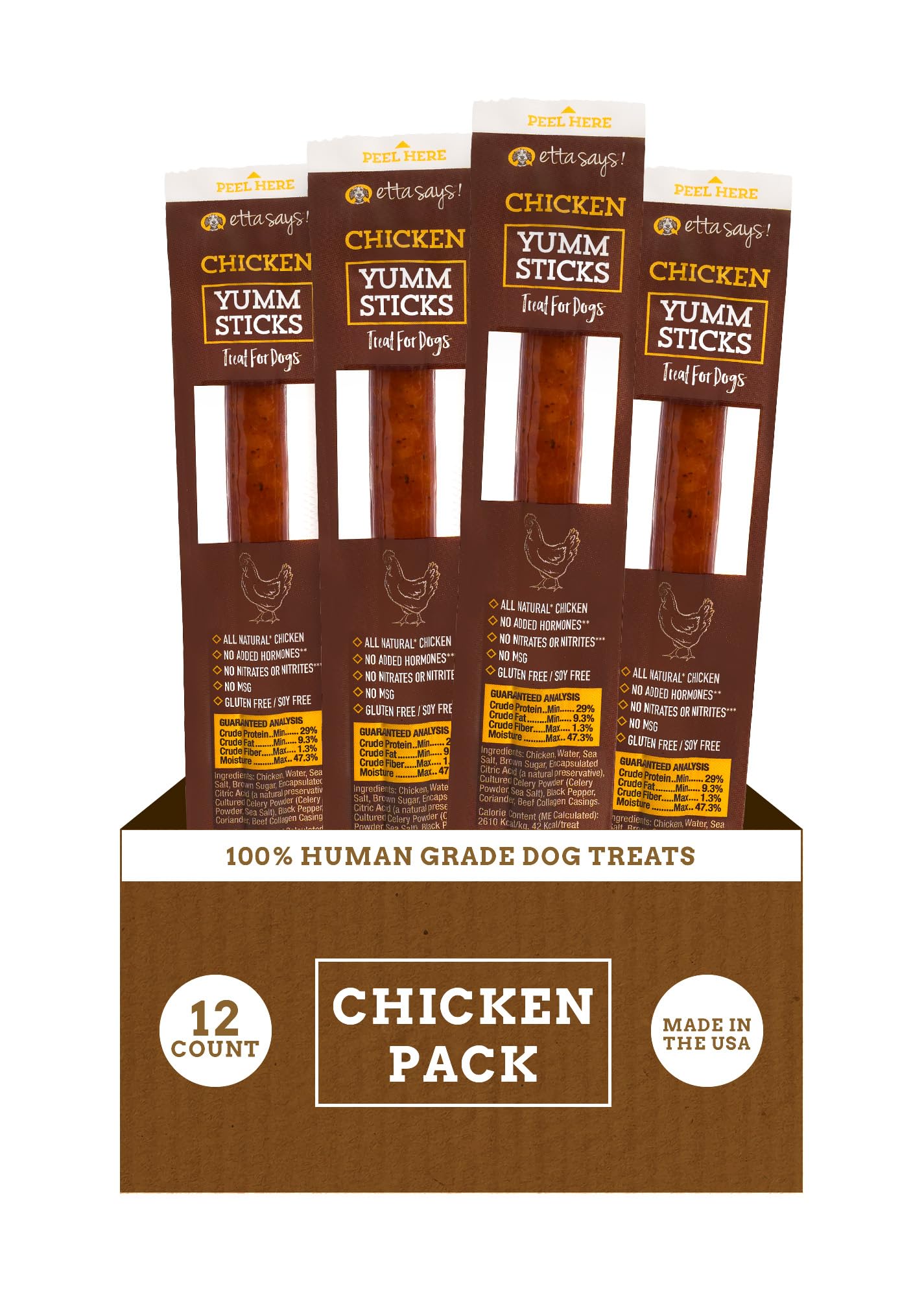etta says! Yumm Sticks - Real Meat Chicken Dog Jerky Treats - Human Grade - Made in The USA (12 Count Pack of 1)