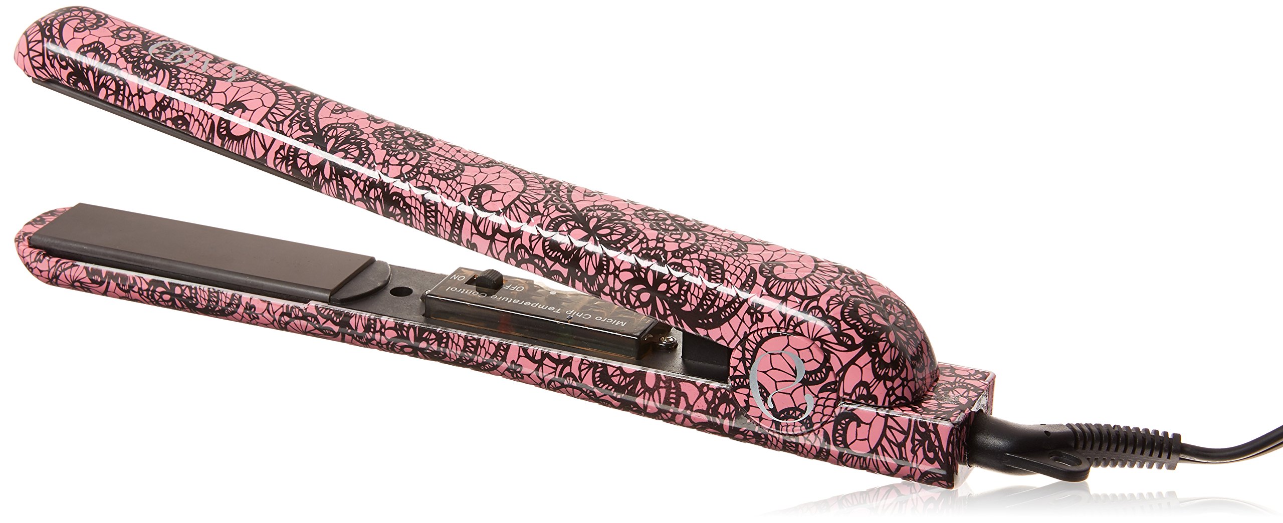 Envy Professional 1.25" Ceramic Ionic Flat Iron Hair Straightener Fast Heating Time Includes Professional Comb and Heat Resistant Travel Case Worldwide Dual Voltage 110v - 220v (Pink Lace)