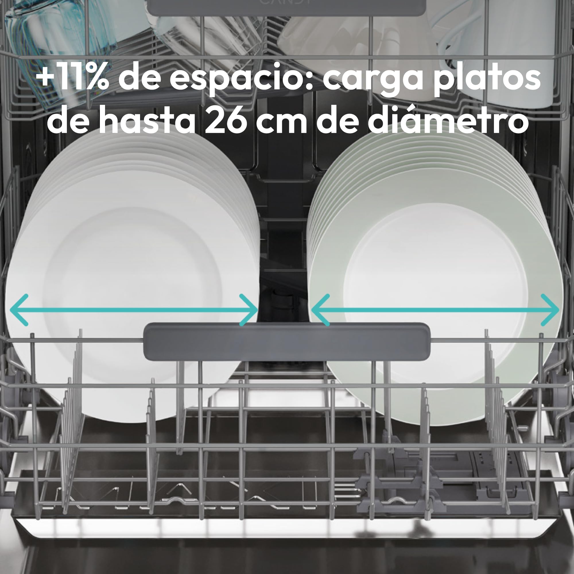 Candy Rapidò CF 3C7L1W Lavavajillas 60 CM, 13 Servicios, Wi-Fi, 5 Programas, Tercera Bandeja, Motor Inverter, Inicio Diferido 3-6-9 H, Indicador Sal y Abrillantador, 47DB, Blanco