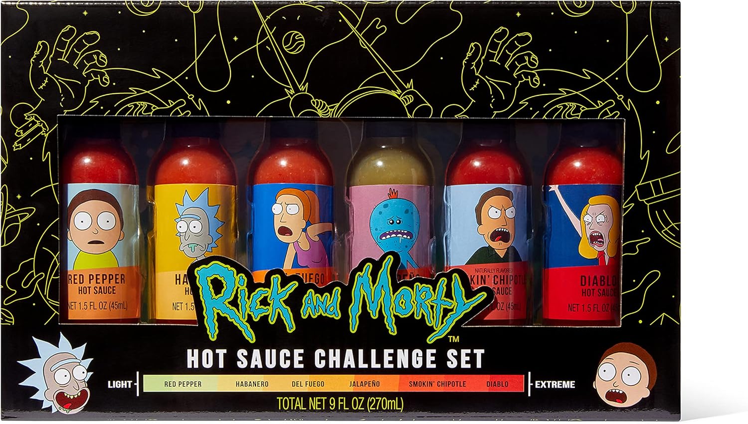 Adult Swim RICK AND MORTY Hot Sauce Challenge Set, Officially Licensed