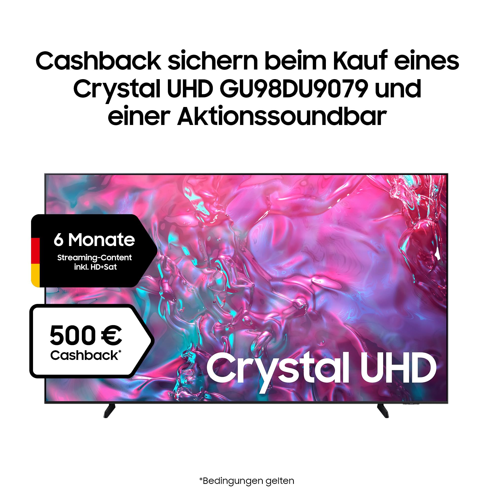 Samsung Crystal UHD 4K DU9079 telewizor 98 cali, Samsung TV z AI Supersize Picture Enhance, Motion Xcelerator 120 Hz, procesor Crystal 4K, Smart TV, KI TV, GU98DU9079UXZG, model niemiecki [2024]