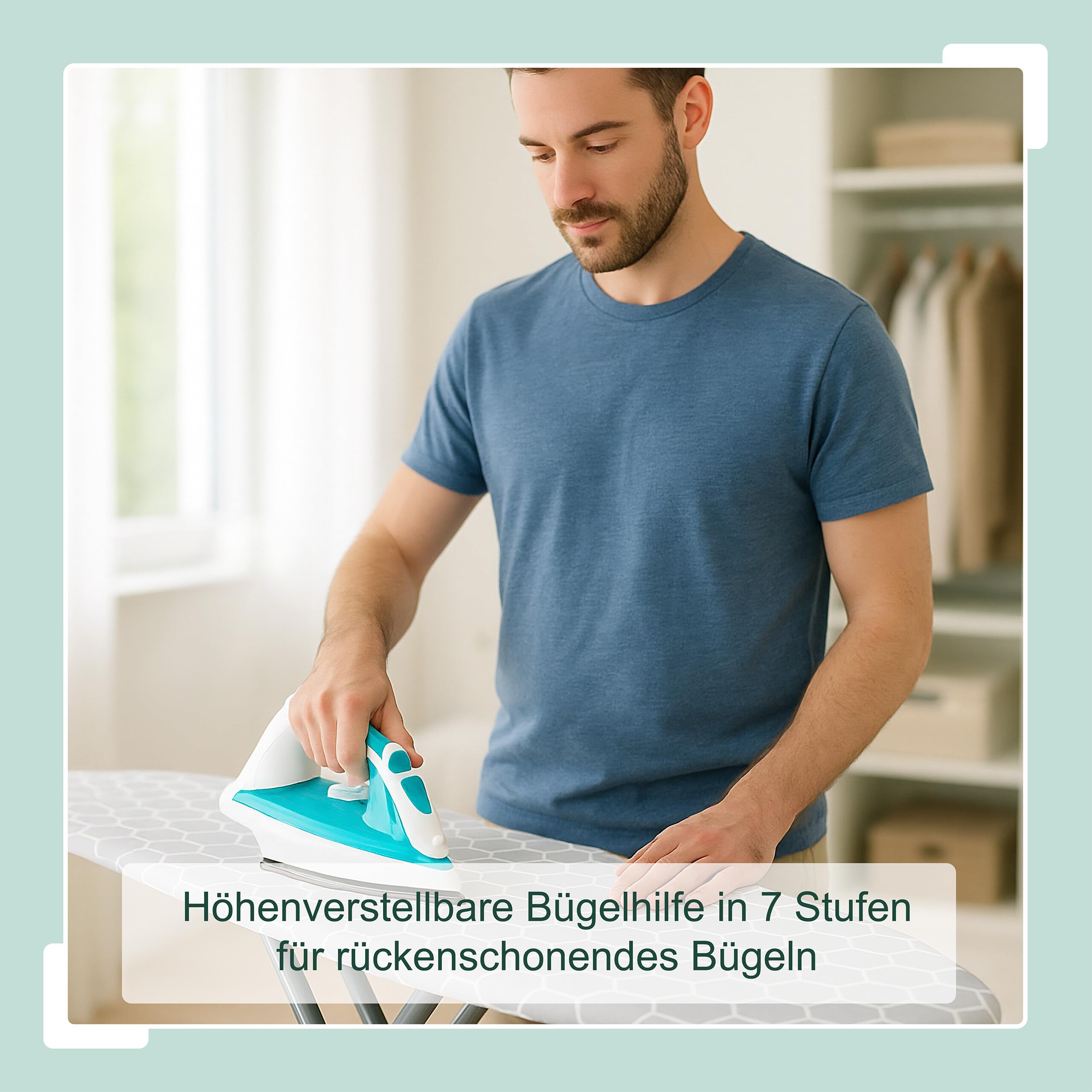 Relaxdays Bügelbrett für Dampfbügeleisen, 115 x 39 cm, höhenverstellbar, klappbar, Bügelstation & Ablage, weiß/Silber
