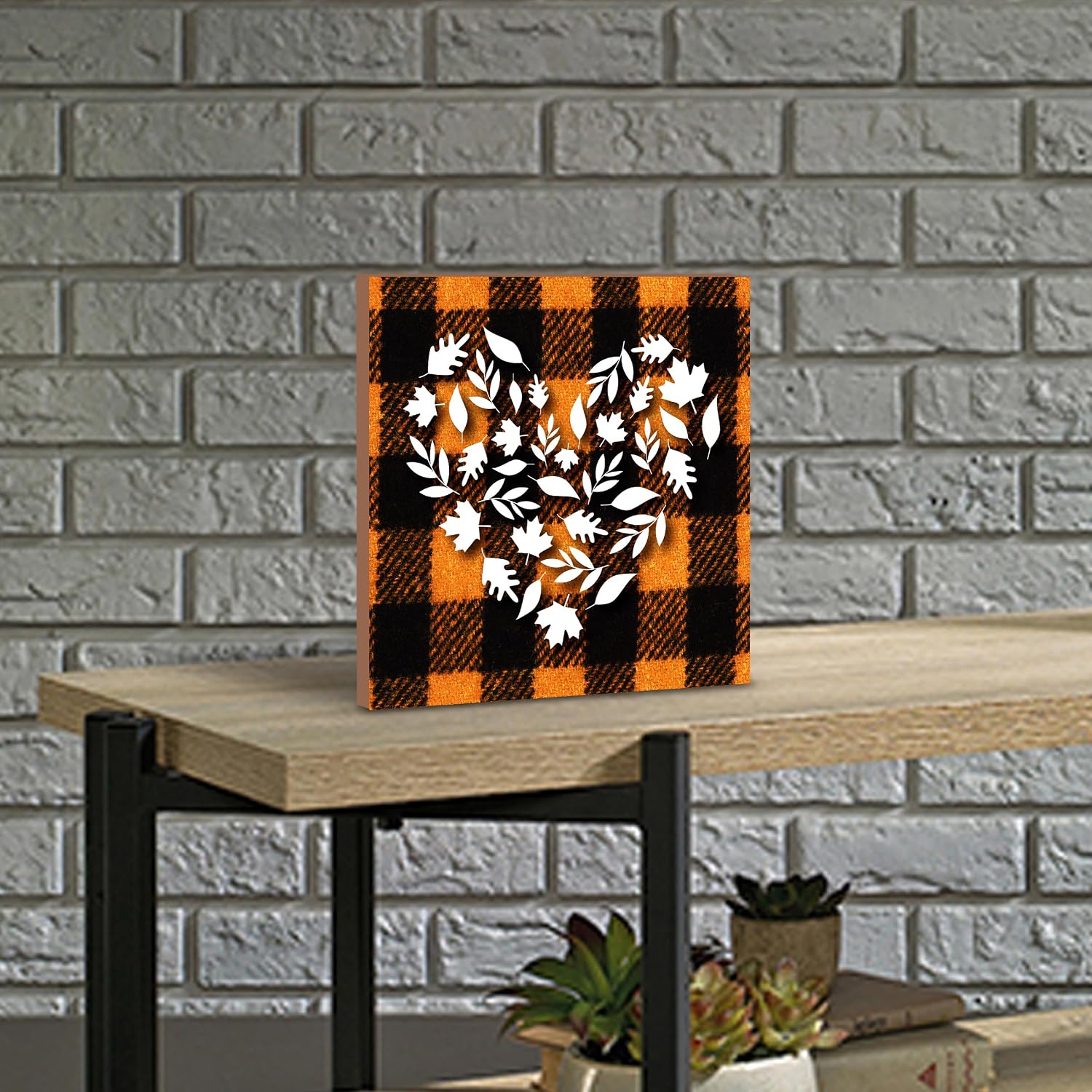 LifeSong Milestones Shelf Sitter for Fall Season Signs Inspirational Tabletop Decoration for Home Office Family Decor (Heart)