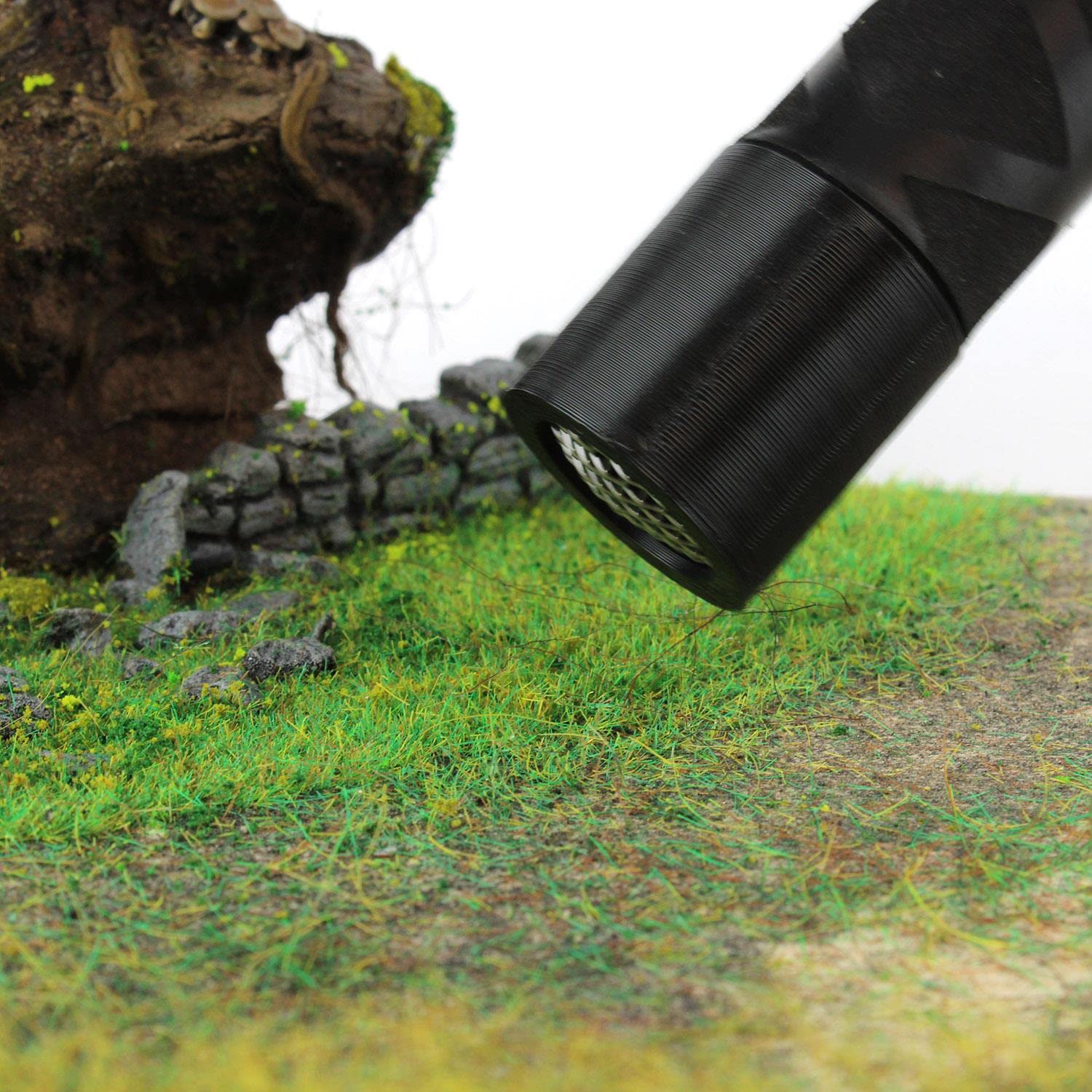WWScenics Pro Grass Detailer Begrasungsgerät Starter Set - Modellbahn Modellbau Diorama Gelände Gerät Streugras Statische Grasfasern Flocke Landschaftsbau Geländebau