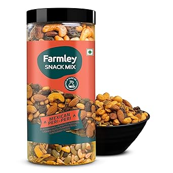 Farmley Snack Mix | 405g | 6 Superfood in 1 Mix | Dry Fruits Mix, Mixed Nuts, Mixed Dry Fruits, Dry Fruits, Nuts and Seeds Mix, Almonds, Cashew, Pumpkin & Sunflower Seeds, Guilt free Snack (Pack of 1) - image, photos