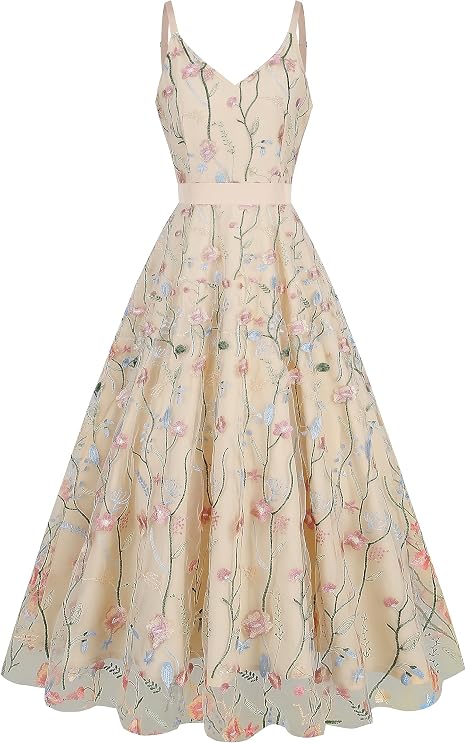 Amazon.com: Embroidered Floral Dress for Women Summer Flower Embroidery