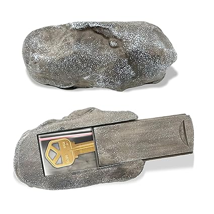 PANGAEA Key Hider Fake Rock, Weatherproof and Safe for Spare Keys, Real Look and Feel Stone, Garden, Outdoor, Geocaching (Type C Black, 1 pack)