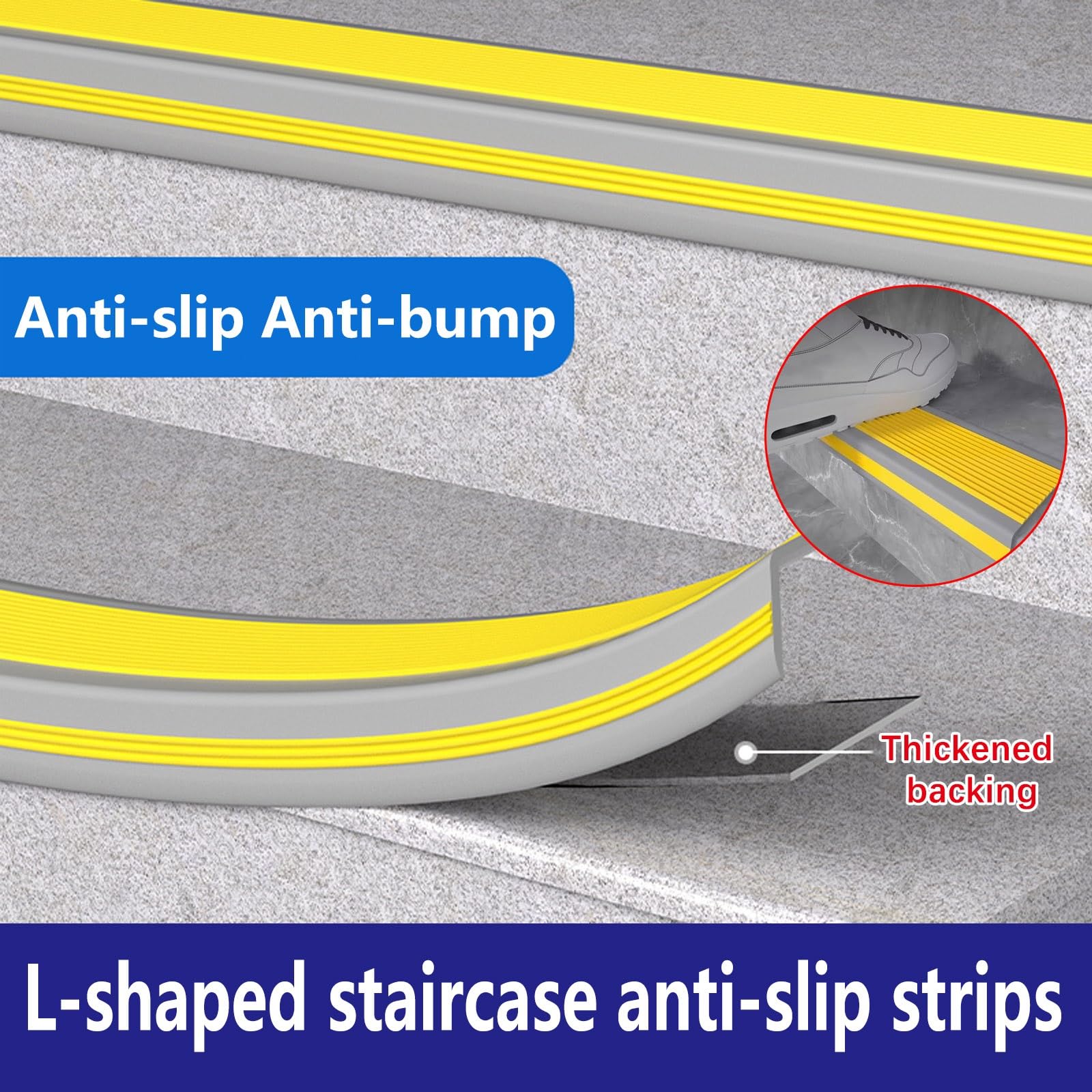 Borde De Escalera De Goma De PVC, Perfil De Borde De Escalera Autoadhesivo, Perfil De ÁNgulo De La Nariz De La Escalera, Borde Antideslizante, Para Peldaños De Interior Y Exterior, Cantonera Protector