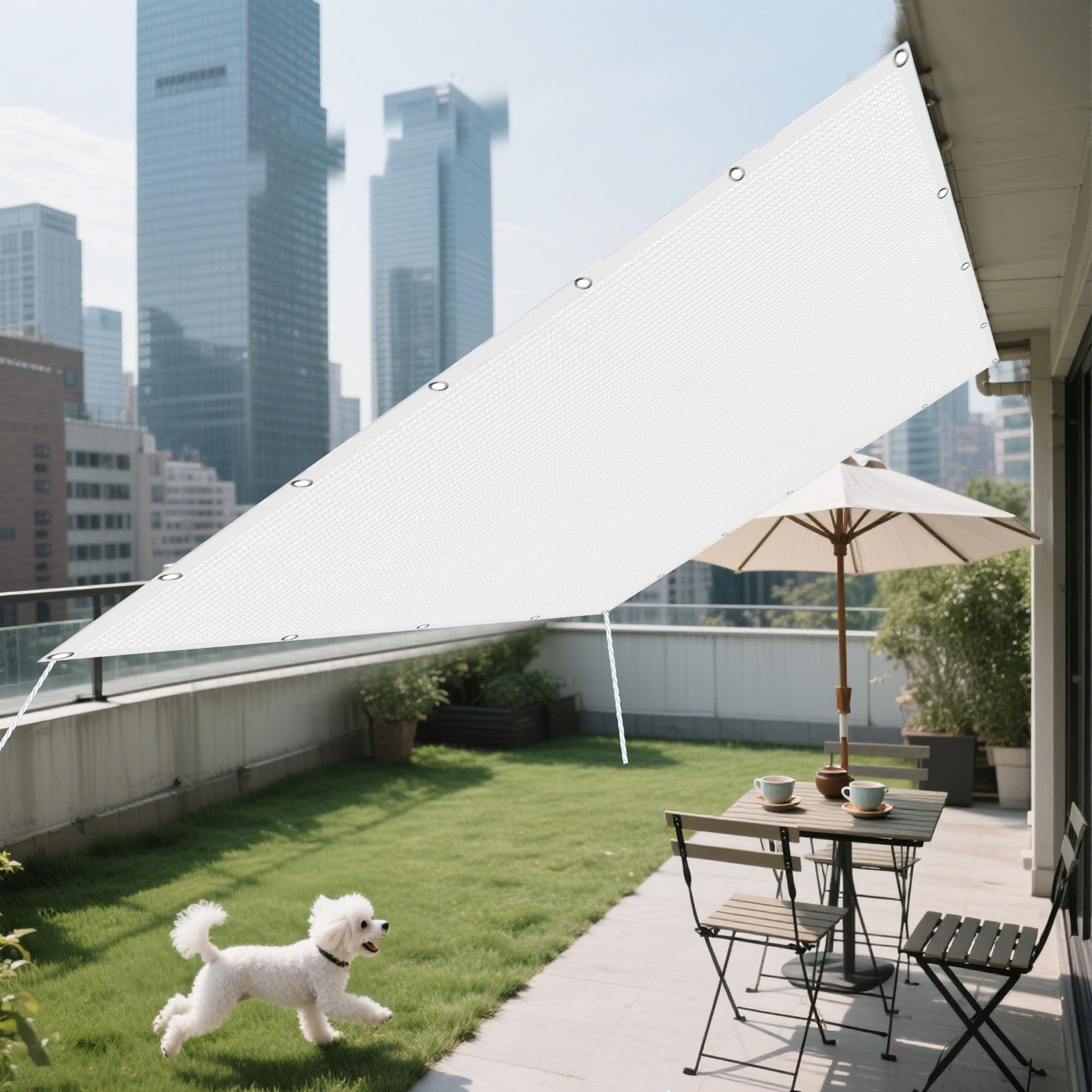 Voile ombrage blanc pour terrasse ombrière de jardin et poulailler frais