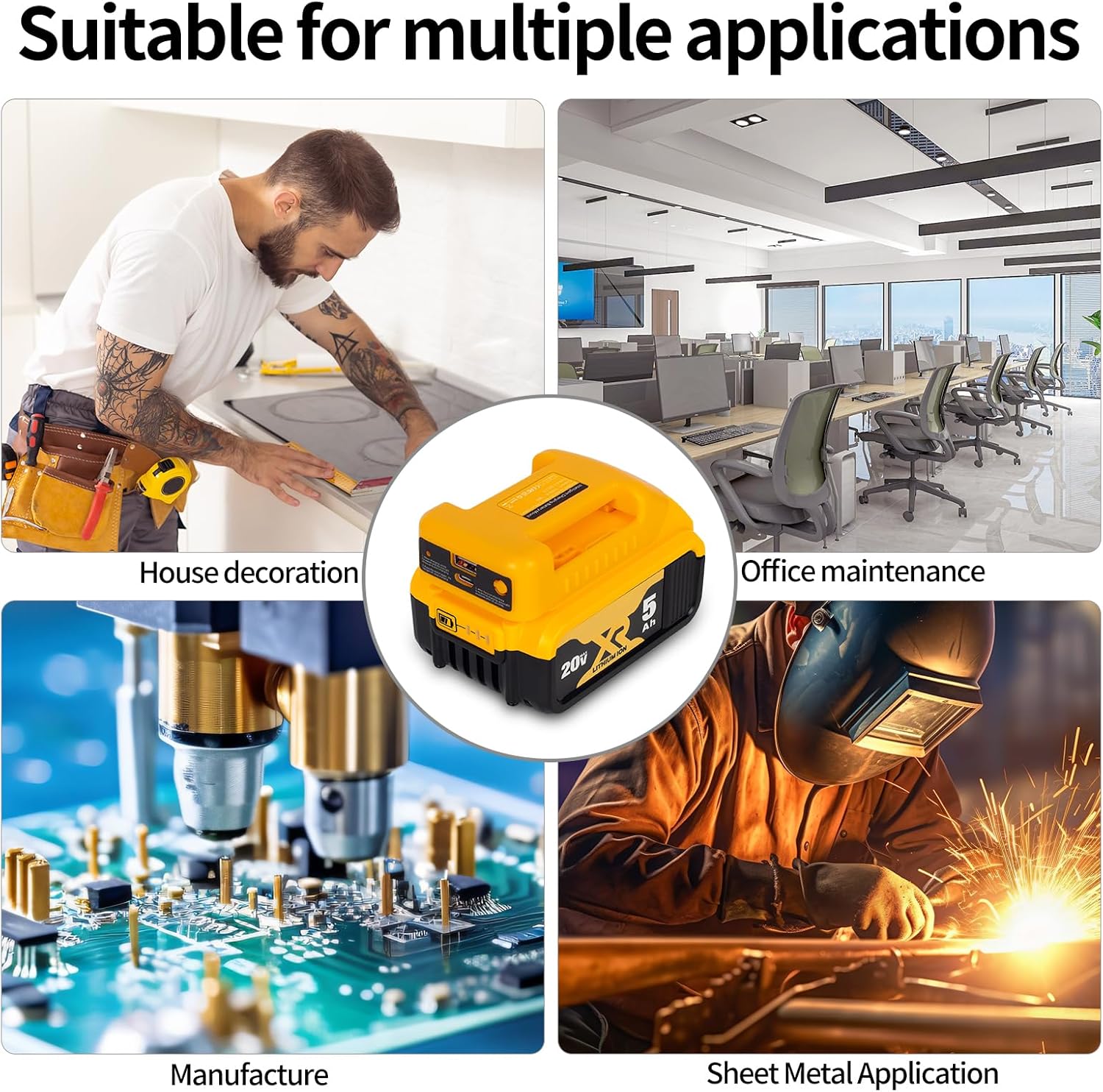 Battery Adapter Compatible with Dewalt 18V/20V Battery Adaptor with USB Charger & Type-C PD Power Source Charger for 20v 18V MAX Lithium Batterie(Adapter Only) - Image 6