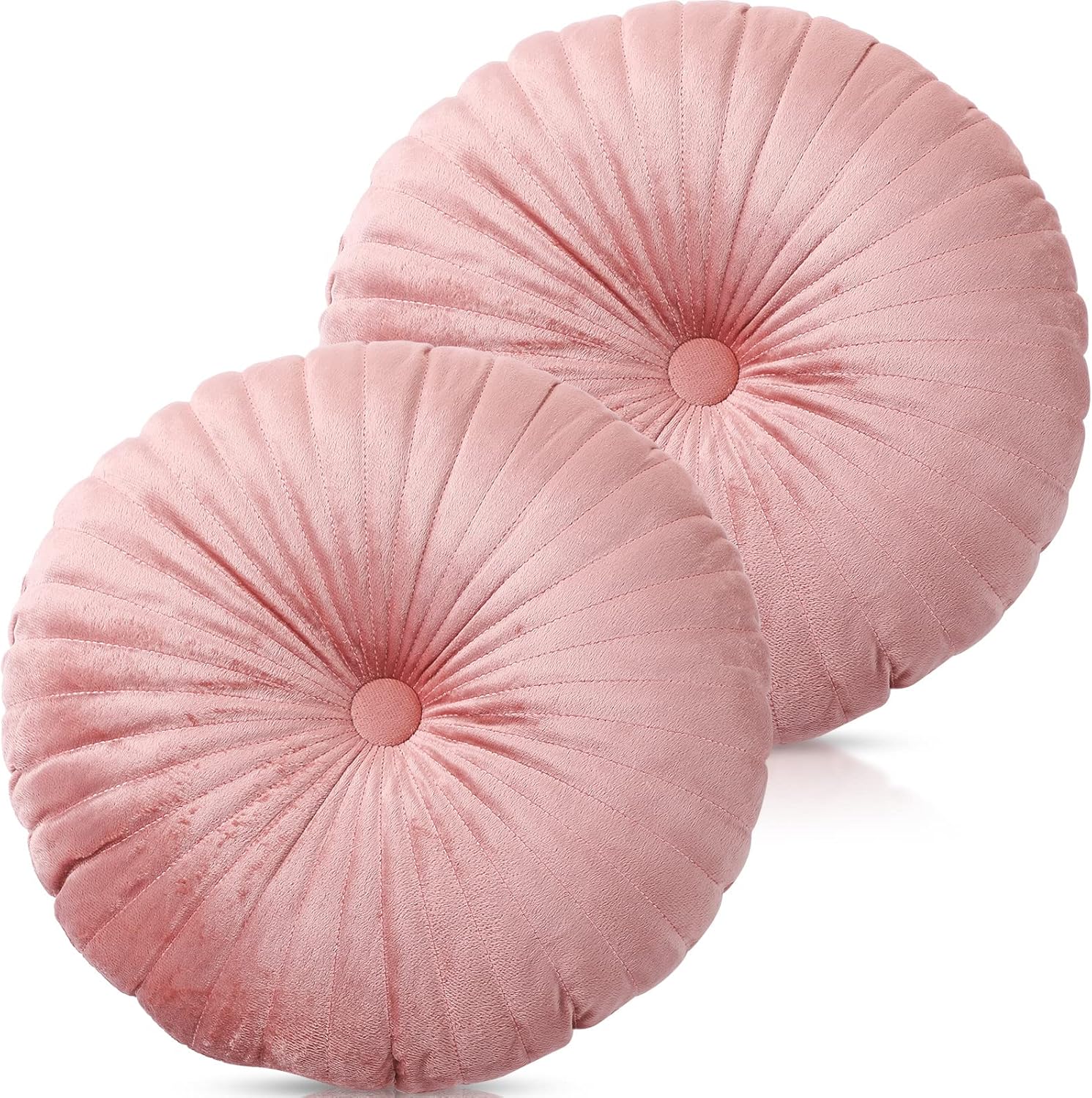 2 Pcs Round Throw Pillow 13.8 Inch Decorative Round Velvet