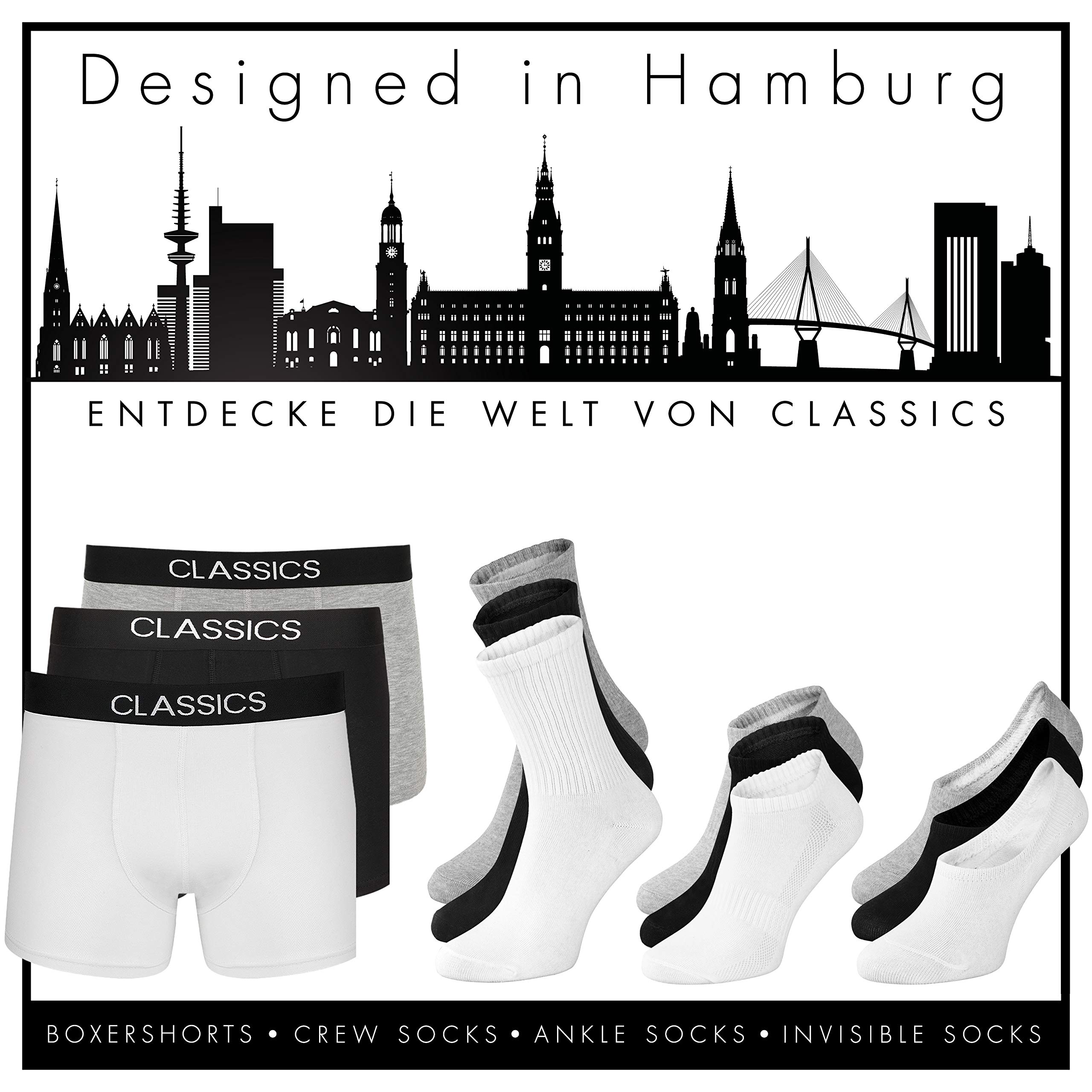 Classics Herren & Damen Hohe Tennissocken (6x Paar) Ideale Sportsocken & Arbeitssocken, Performance Laufsocken 6P, Beste Qualität gleich Lange Haltbarkeit
