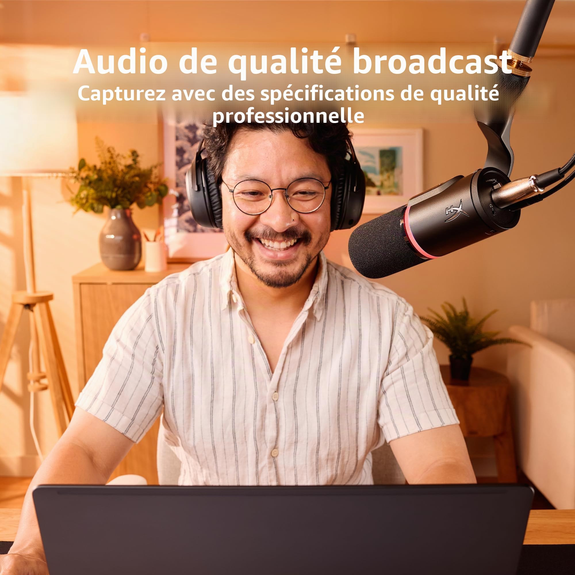 HyperX FlipCast, Microphone Dynamique USB/XLR cardioïde pour Gaming/Streaming/Podcast, PC/Mac, Audio Haute résolution, Bouton muet, contrôle du Volume, Plug and Play, Voix Claire