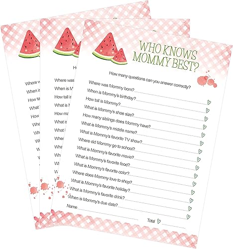 Juego de baby shower de sandía que conoce mejor a mamá (24 unidades)