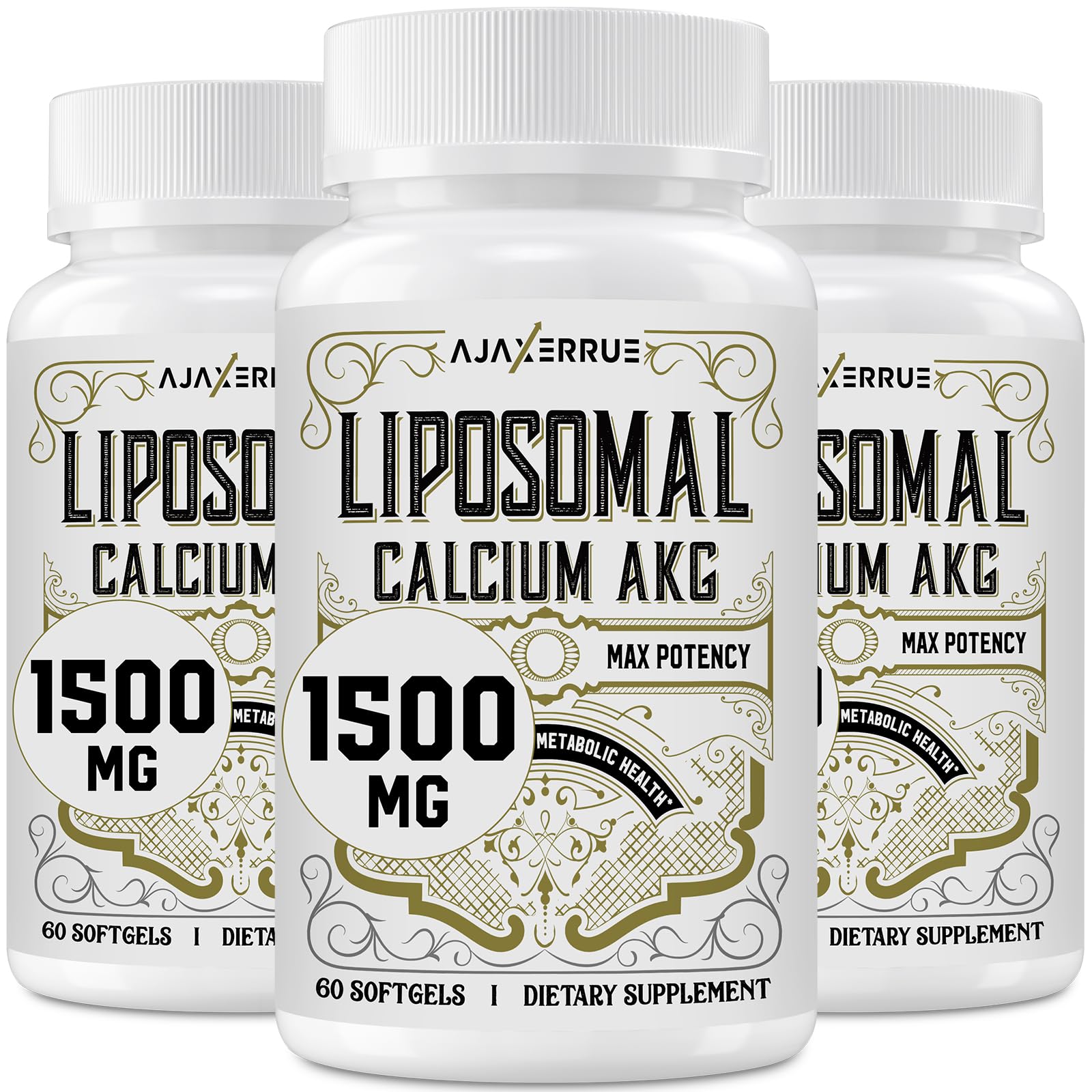 Liposomal Calcium AKG Supplement 1500 MG (Alpha-Ketoglutaric Acid), High Absorption, More Effective Than AAKG, Ca AKG for Longevity, Age Defense, Cellular Energy, Metabolic Function, 180 Softgels