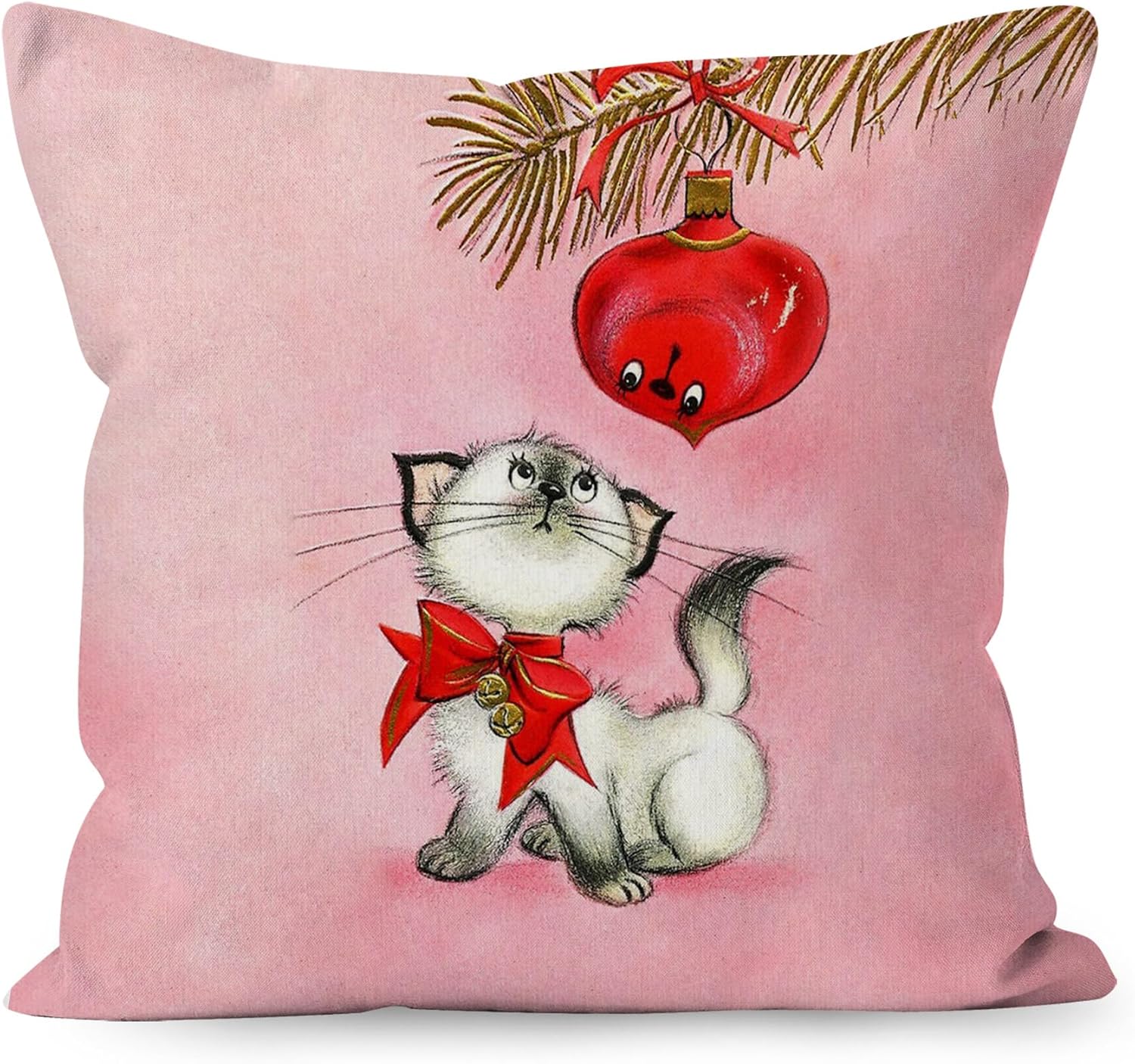 Liosei Vintage Cat Christmas Pillow Covers 18x18,Christmas