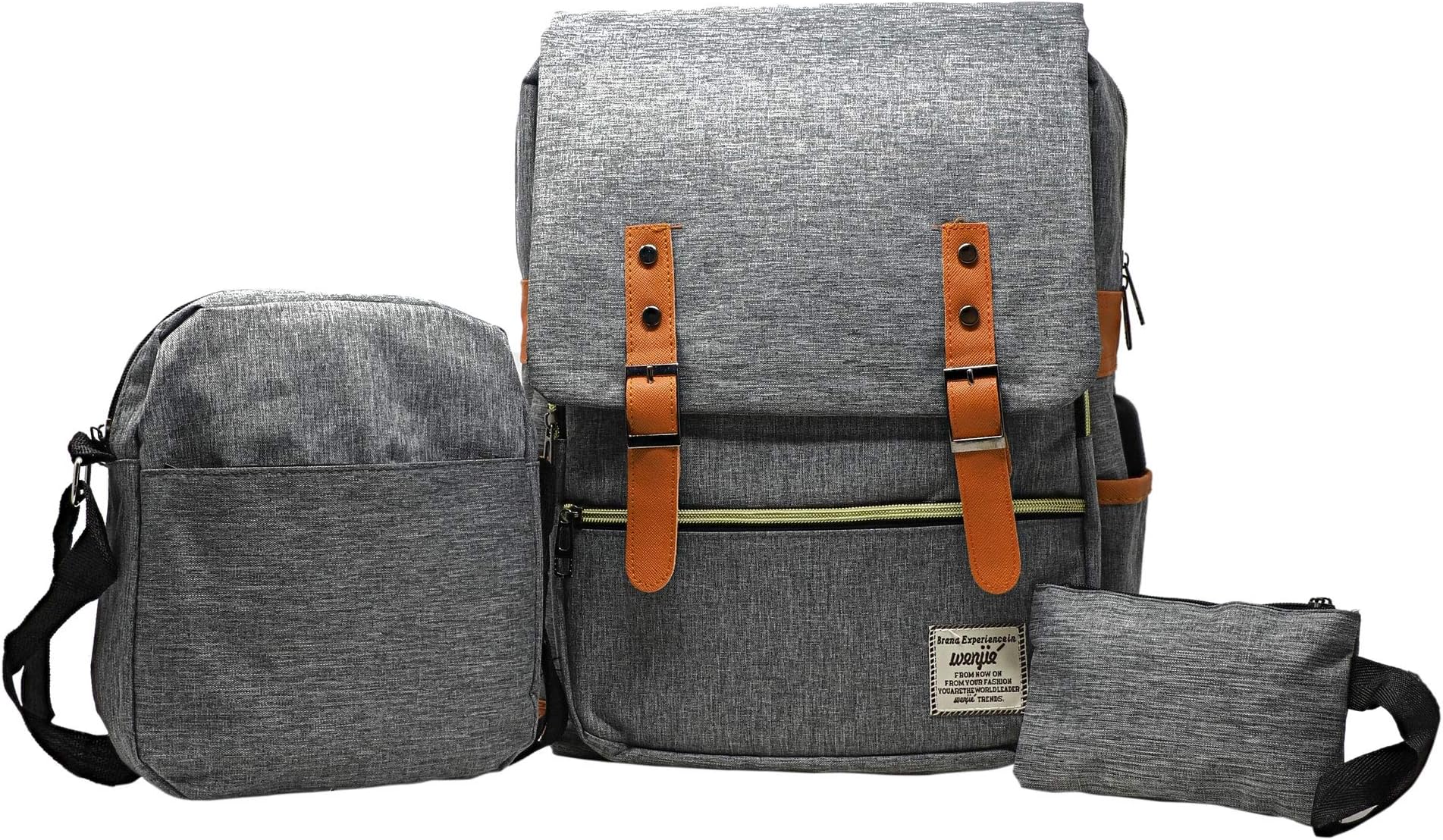 PARADOX Vintage Collage Laptop Backpack With USB Charging Port Unisex (Grey)