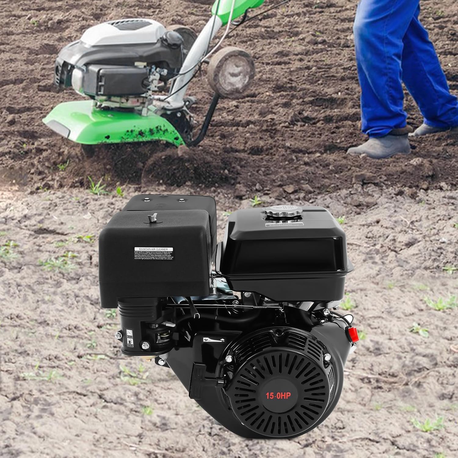 15HP Go Kart Engine 420CC 4-Stroke Gas Engine Pull Start Petrol Engine OHV Gas Air Cooling Engine Suitable for Go Karts, Outdoor and Lawn Mower