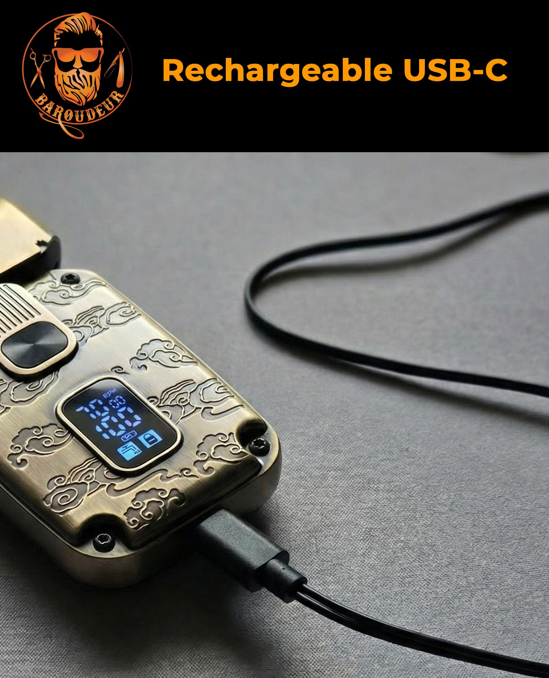 LITTLE BALANCE 8903 Baroudeur Sahara Explorer, Rasoir Electrique Homme, Etanche, 2 Lames flexibles, 2 vitesses, S'utilise avec ou sans fil, Autonomie 1h30, Charge rapide USB-C, Finition cuivre