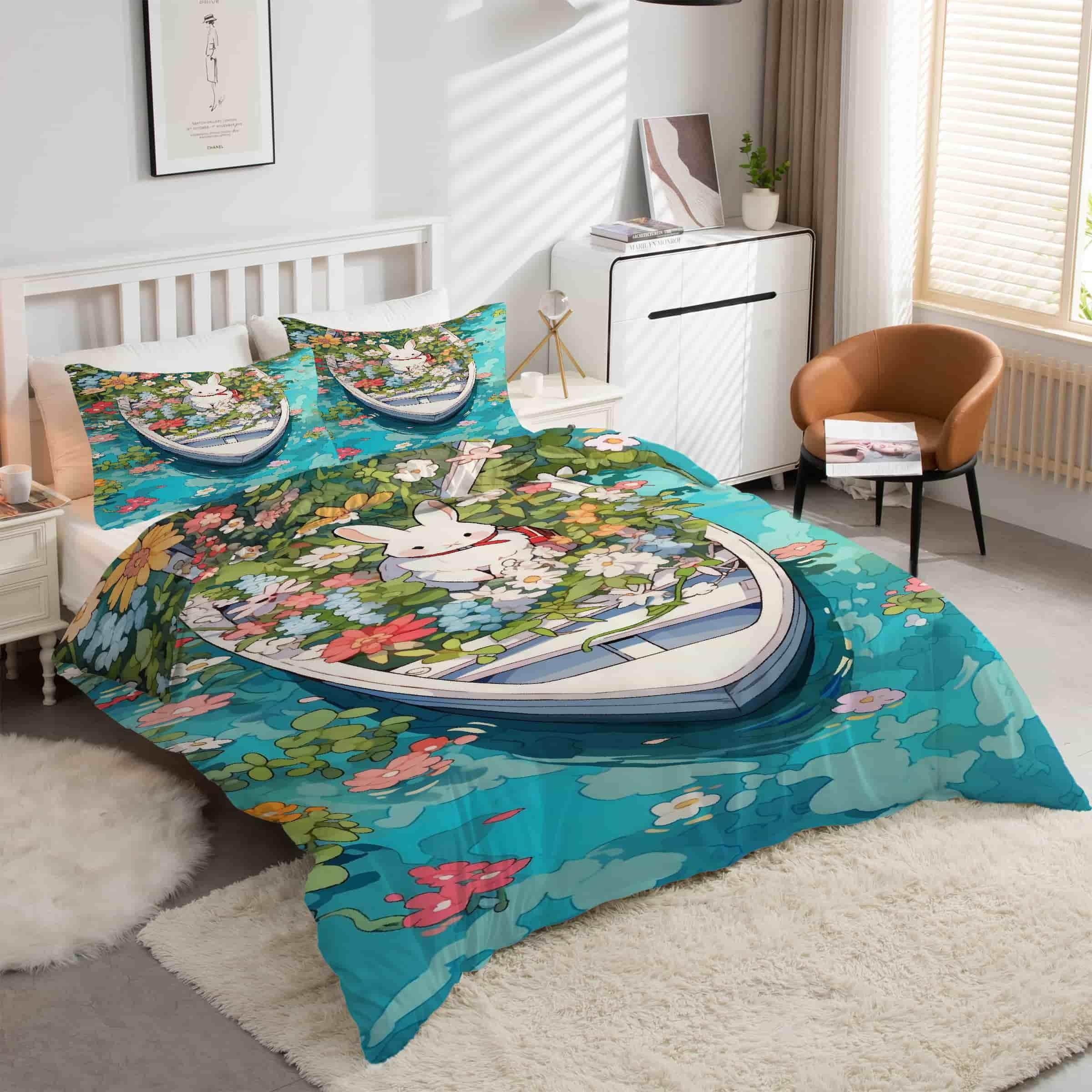 Housse de couette 240 x 260 haut de gamme en microfibre douce et zippée