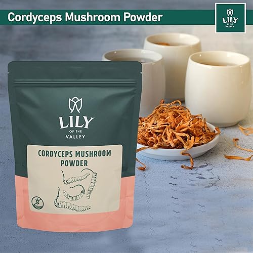 Miniatura 4 de LILY OF THE VALLEY Cordyceps - Superalimento en polvo de hongos para rendimiento deportivo, extracto de hongos de alto rendimiento con militaris