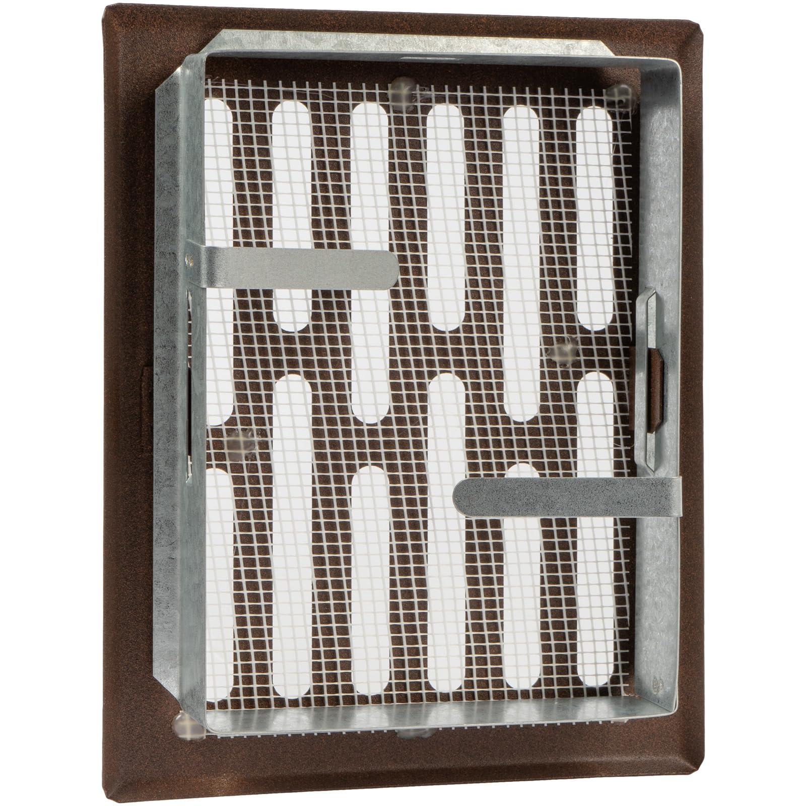 Vent Systems 4" X 5.5" Brown Rectangular Vent Cover With Mesh – Galvanized Steel Louver Grille With Flange For Wall Mounting - View #3