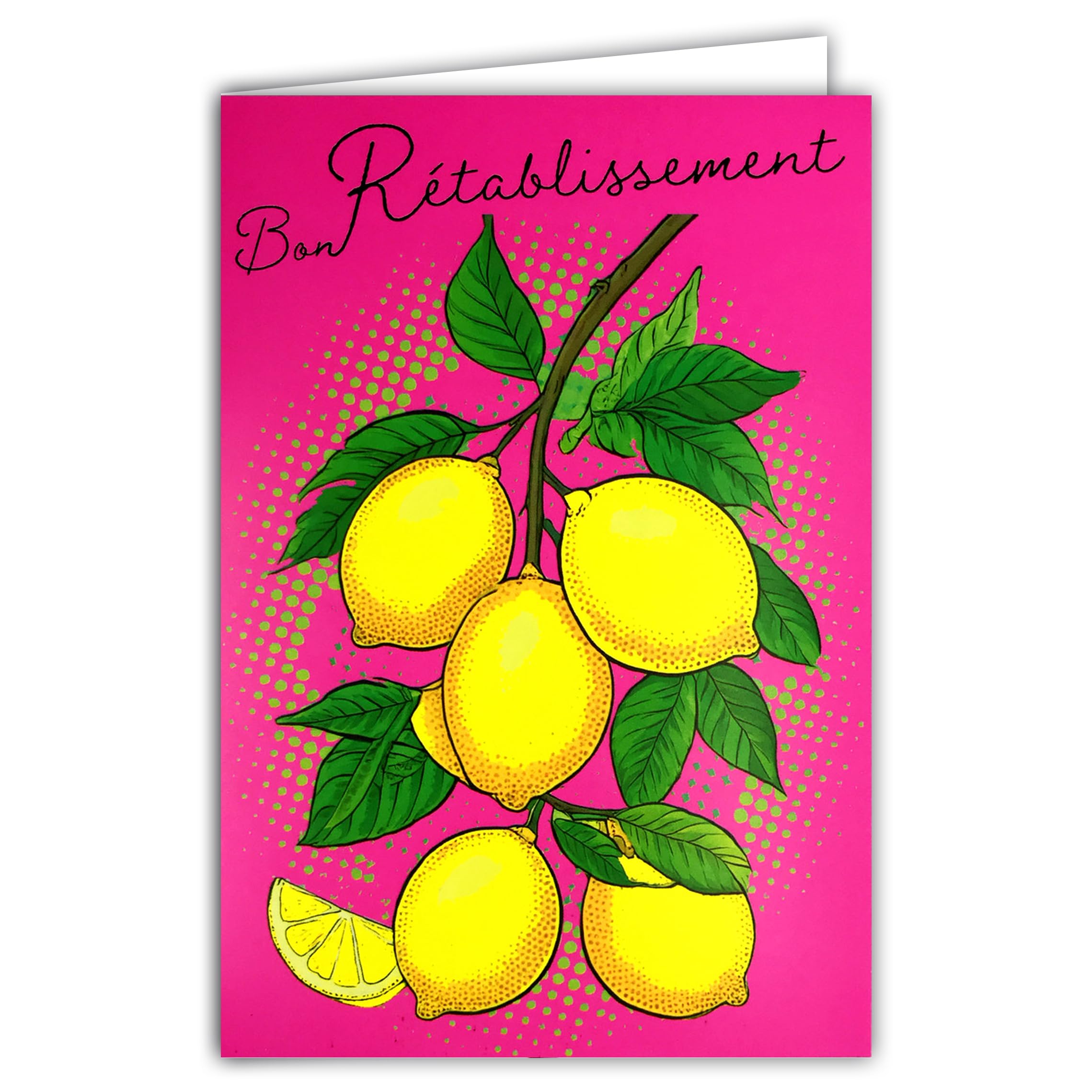 69-8146 Fluorescent Card for Good Health and Warmth - With Envelope 12 x 17.5 cm - White Interior for Writing - Fluorescent Inks - Created and Made in France