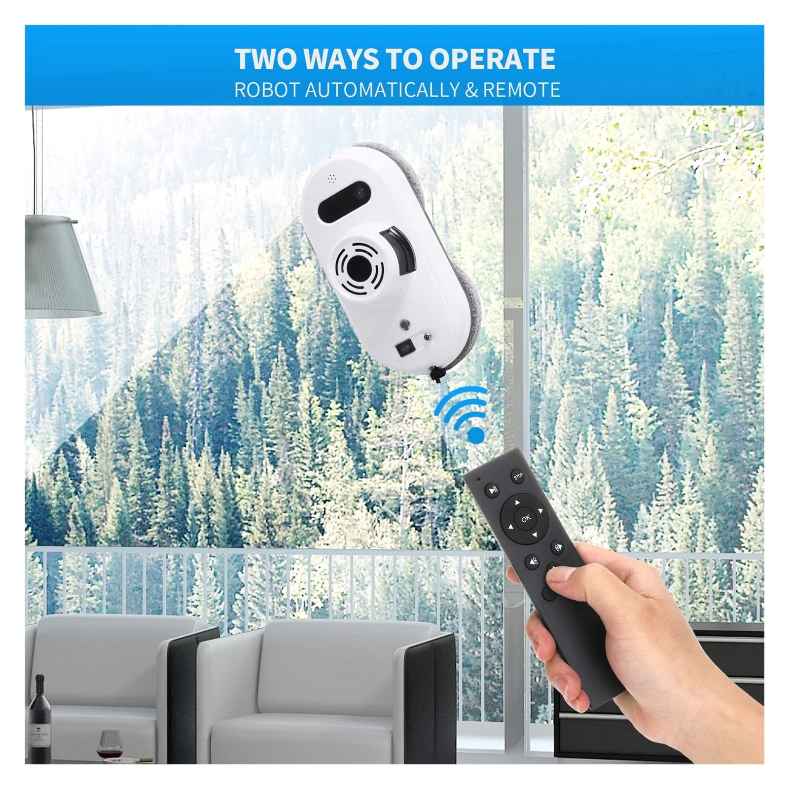 Limpiador de ventanas Robot limpiador de ventanas, Control remoto de vidrio eléctrico for el hogar, piso de vidrio, limpieza de azulejos de cerámica, limpiador de vidrio for ventanas, azulejos, baños