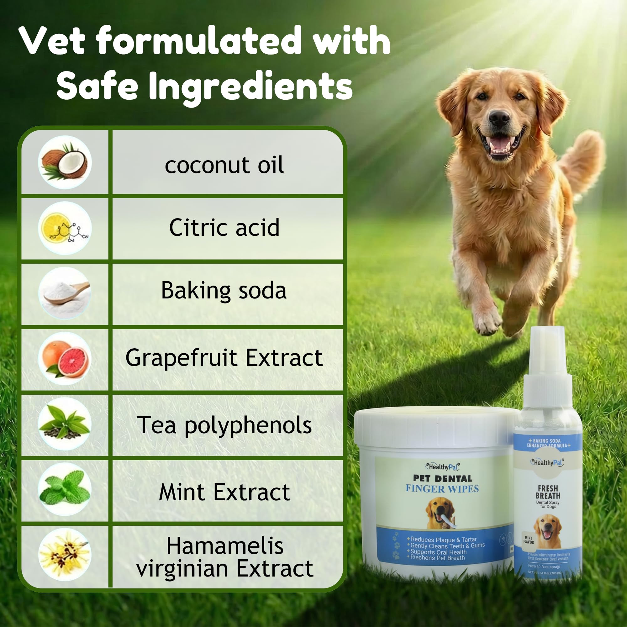 Pet Dental Finger Wipes for Dogs & Cats – 50 Mint Flavor Dog Dental Wipes + Mint Fresh Breath Spray, Dog Tooth Brushing Kit, Helps Remove Bad Breath & Plaque & Tartar Buildup - image 6