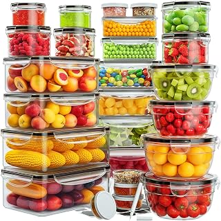 JSCARES 52-Pack Airtight Food Storage Containers with Lids - Leakproof BPA-Free Meal Prep Set, Microwave Dishwasher Safe, Stackable with Labels & Pen