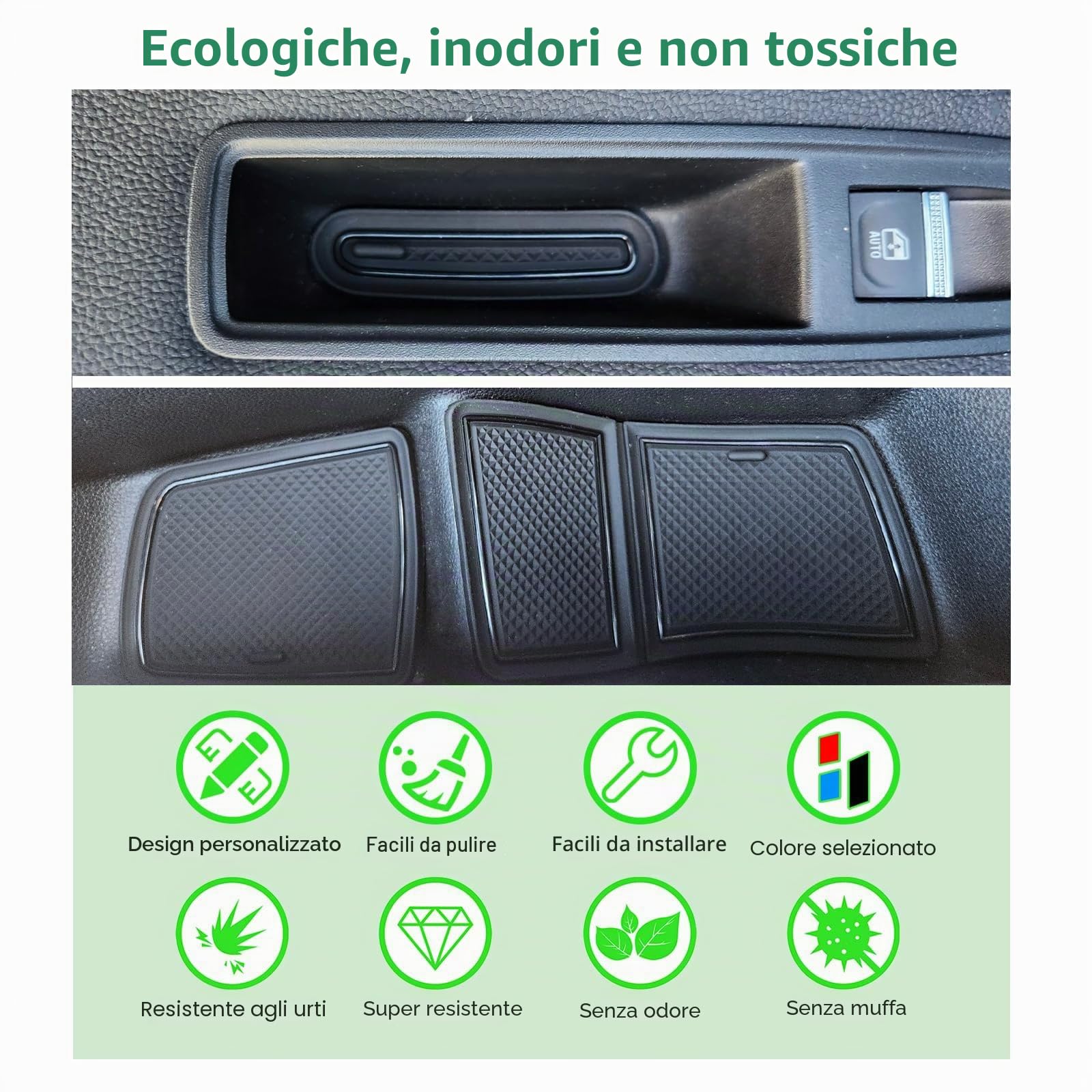 GAFAT Renaul-t Captur 2 | E-Tech | Hybrid 2020-2024 2025 Tappetini Antiscivolo Gomma, Captur 2023 Tappetino Console Centrale, Cuciture Porta, Compatibili con Renault Captur 2 [Non per Freno a Mano]