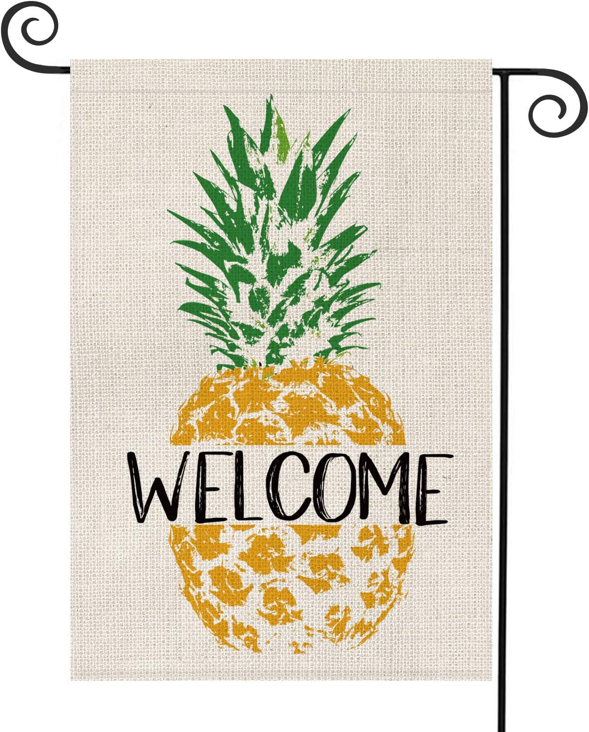 AVOIN Summer Welcome Pineapple Garden Flag Vertical Double Sided, Seasonal Rustic Hawaiian Farmhouse Yard Outdoor Decoration 12.5 x 18 Inch