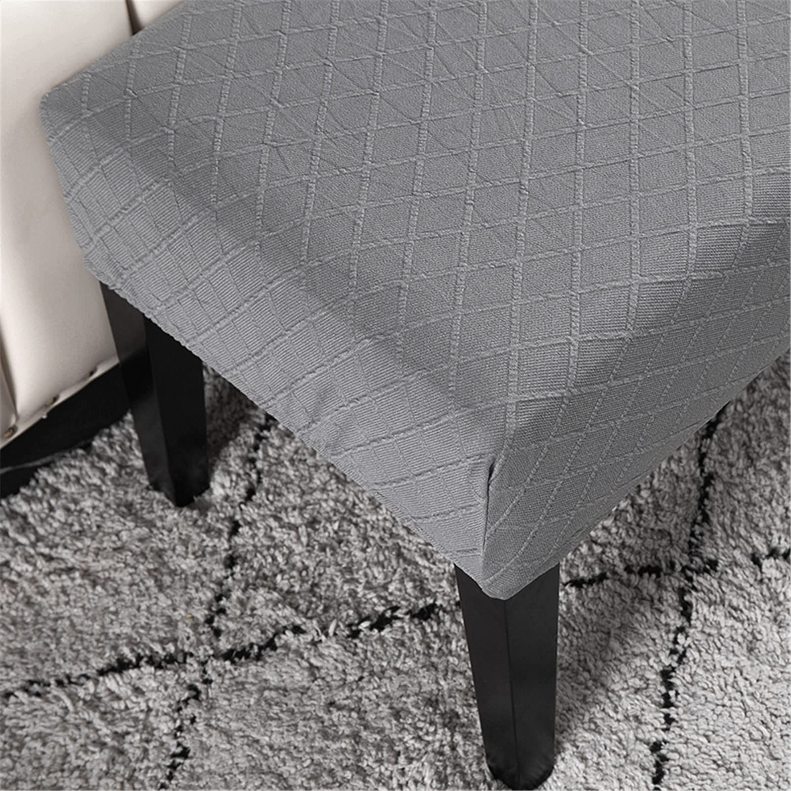 Highdi Light Grey Dining Room Bench Covers, Jacquard Upholstered Bench Slipcover Soft Stretch Spandex Rectangle Full Coverage Removable Washable Bench Seat Protector Footstool Cover (Light Grey)