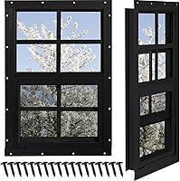 NOTASA Shed Windows 2 Pack 12x18" Tempered Glass Chicken Coop Windows with Screens - Flush Mount for Sheds, Barns, Garages (Black)