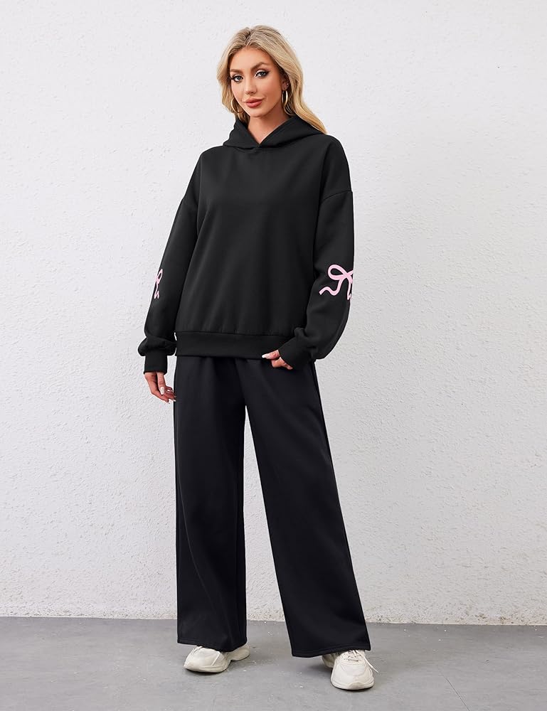 Amazon.com: OLAPTA Women 2 Piece Outfits Bow Print Long Sleeve