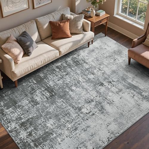 Cuzwlovita 6x9 Non-Slip Washable Rug (Grey)