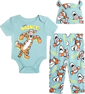 Disney Baby Boys' New Baby 3-Piece Bodysuit Pants and Hat Set