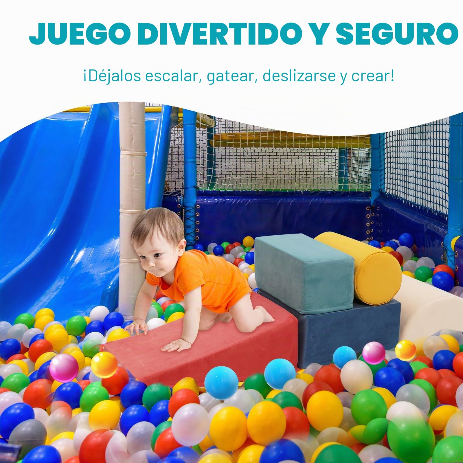 Bloques de Espuma, Juego Psicomotricidad de 5 Bloques para Pequeños, Juguetes de Construcción Pila Escalar Gatear, Suaves para Aprendizaje Temprano Habilidades Motoras, Multicolor