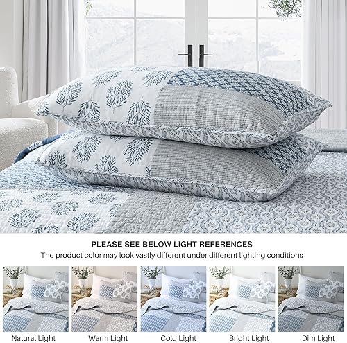 Vista 59 de Y-PLWOMEN Juego de edredón Queen – Juego de edredón 100% algodón, ligero, reversible, floral, para todas las estaciones, amarillo/blanco/gris, 3