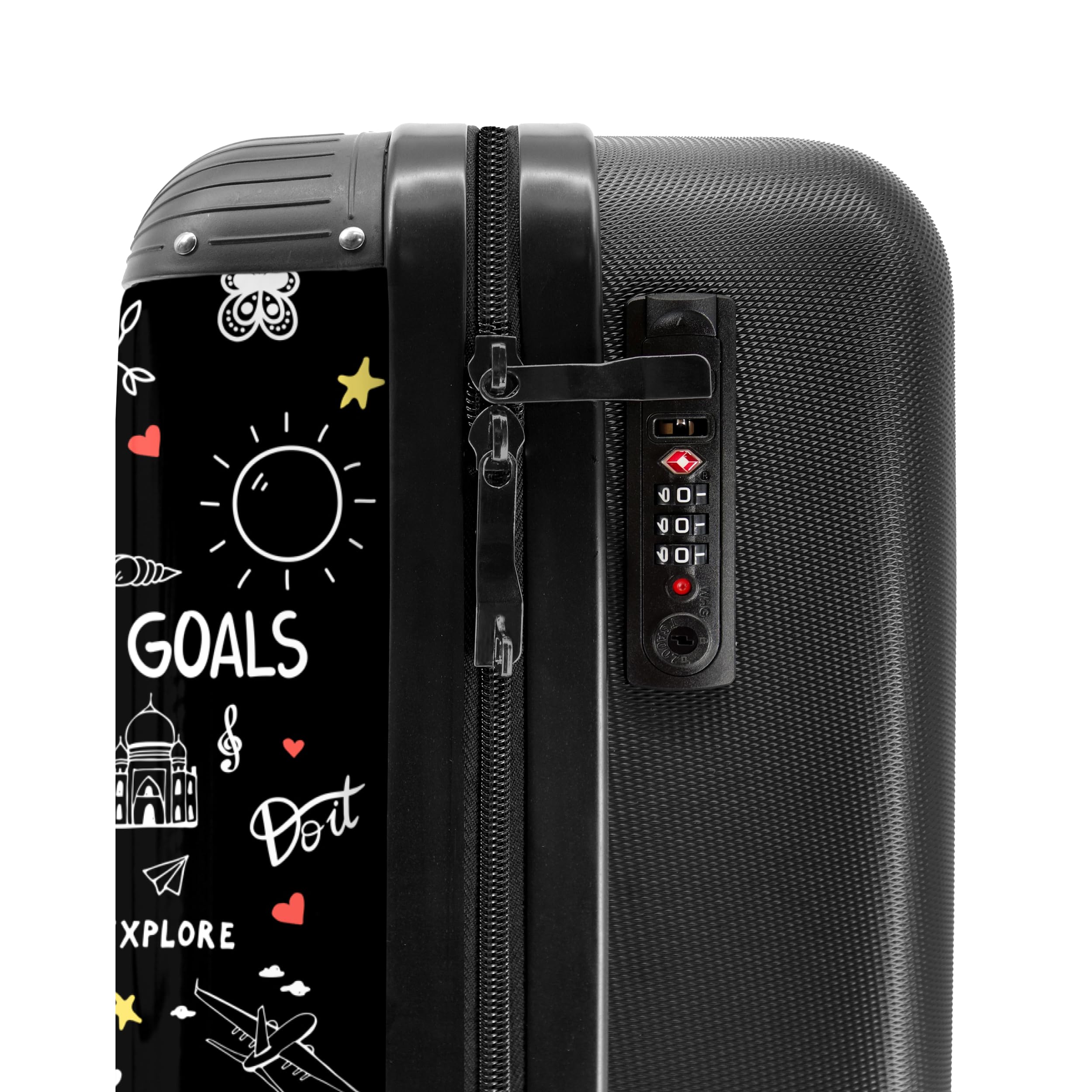 NoBoringSuitcases.com bagaglio a mano, trolley, valigia da 10 kg, rigida, leggera, valigie da viaggio per cabina, con 4 ruote girevoli, manico estensibile, robusto, 55x40x20 cm, Modello di viaggio